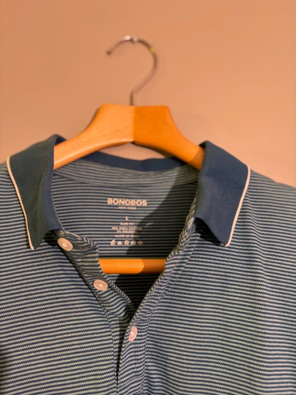 Bonobos Slim Fit Polo – Teal Stripe (Men’s L)